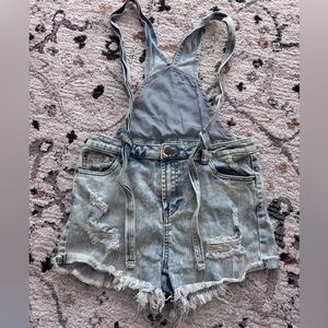 Light Wash Denim Shortalls